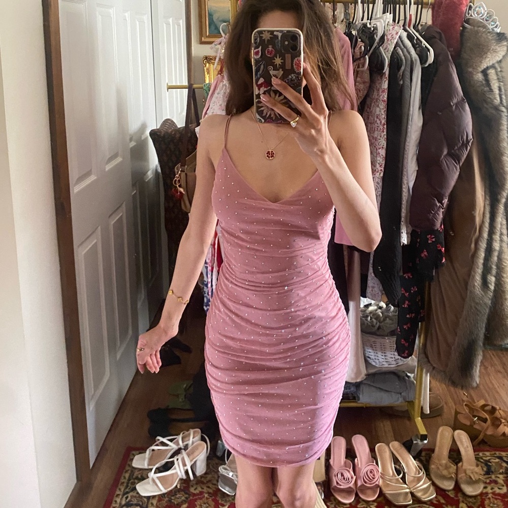 Windsor Blush Pink Ruched Mini Dress